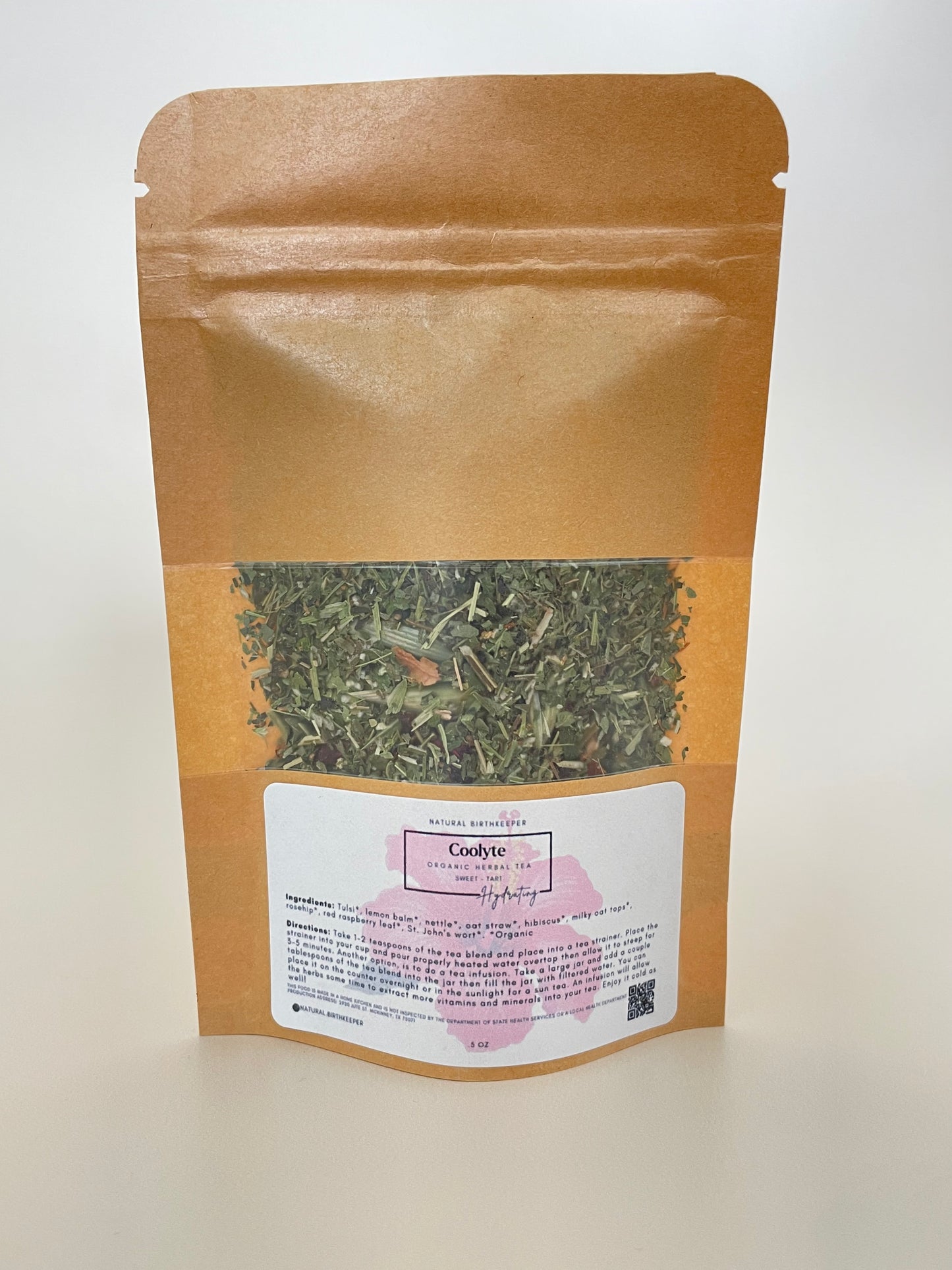 Organic Herbal tea blend. Coolyte offers minerals and herbs to help cool the body.