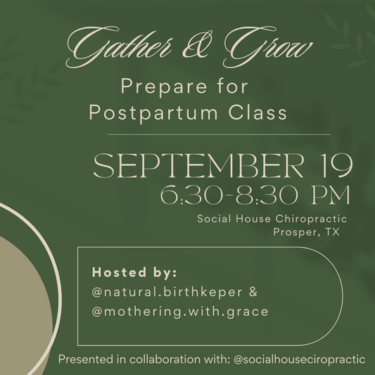 interactive prepare for postpartum class for couples September 19 6:30-8:30 at Social House Chiropractic Prosper, TX