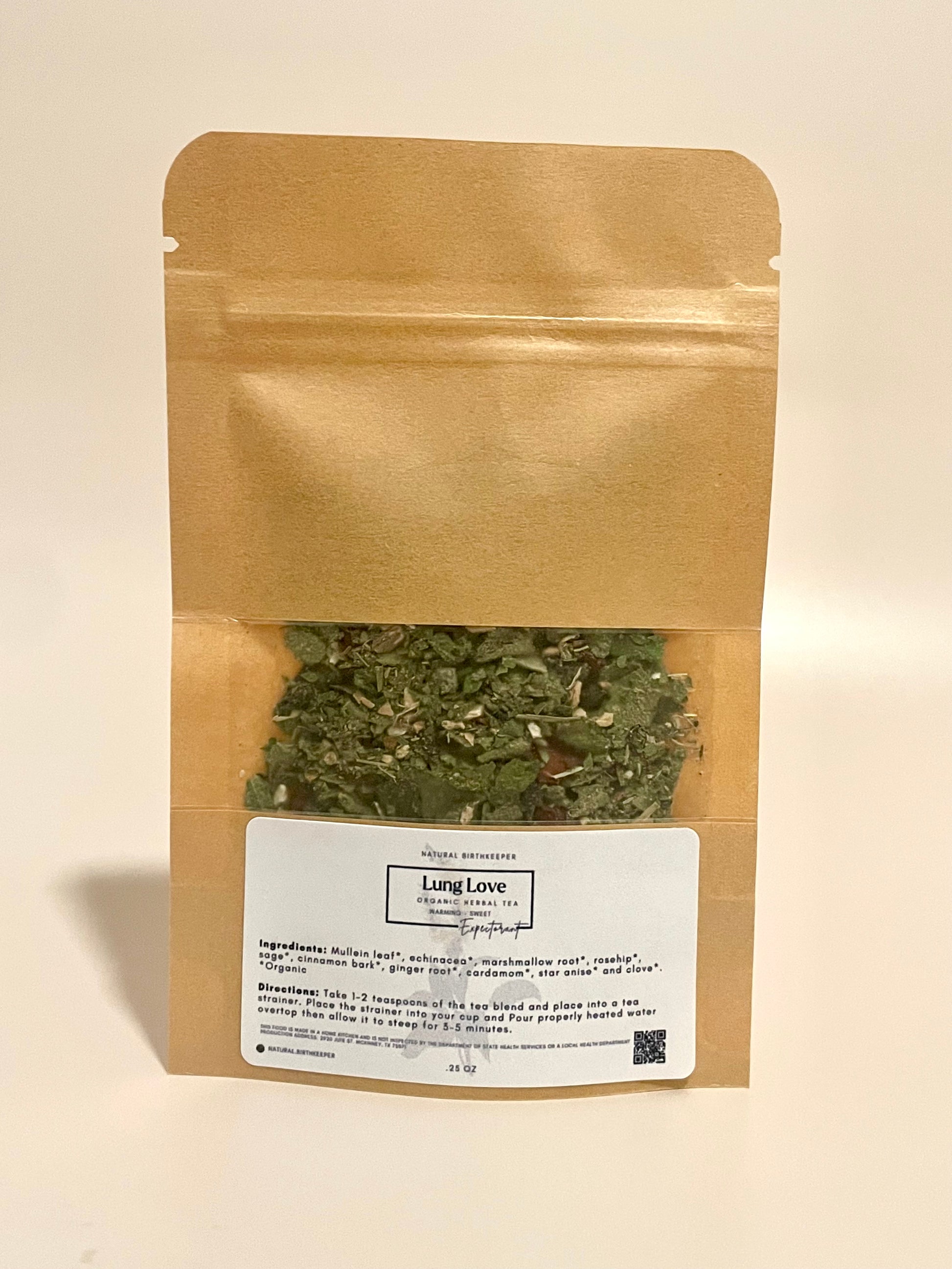 sample bag lung love organic herbal tea blend