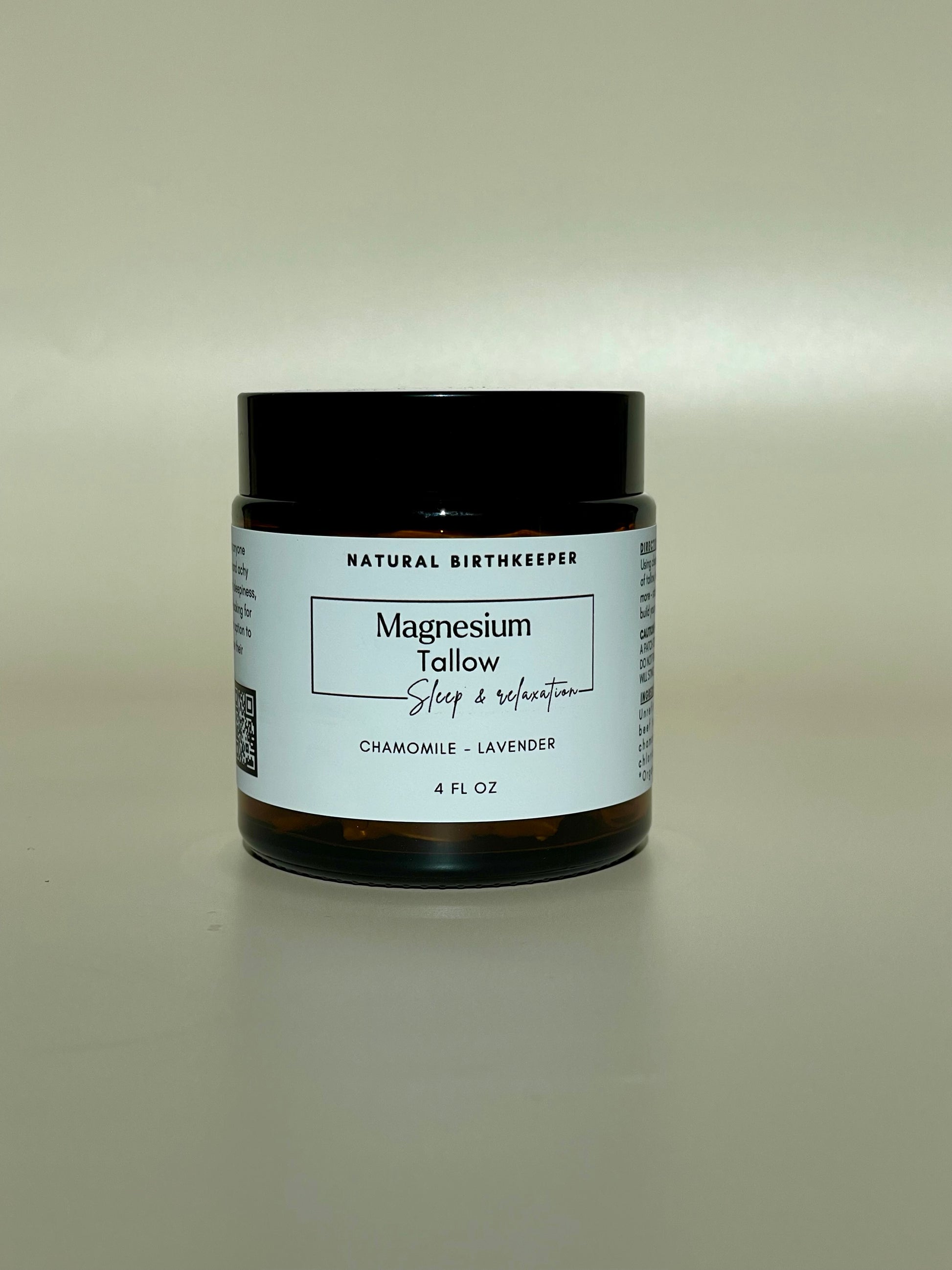 grassfed and finished unrefined magnesium tallow infused with organic chamomile and lavender. 4 oz